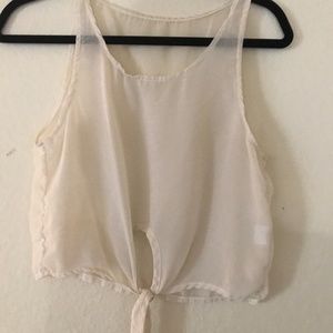 Brandy Melville sheer tie front crop tank